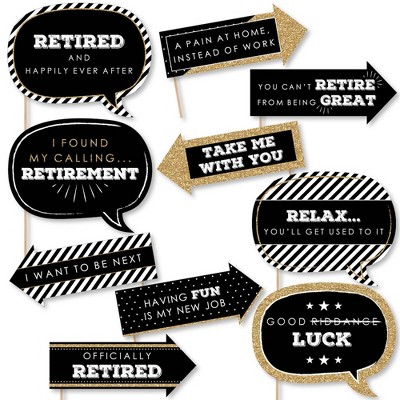 Big Dot of Happiness Funny Happy Retirement - Retirement Party Photo Booth Props Kit - 10 Piece