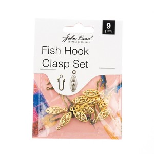John Bead Must Have Findings Metal Gold 6x20mm Fish Hook Clasps for Jewelry Making Findings, 9 Pieces - 1 of 4