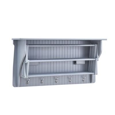 Danya B Utility Shelf With Four Large Stainless Steel Hooks White : Target