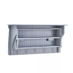 36" x 18" Wall Shelf with Collapsible Drying Rack and Hooks Gray - Danya B.