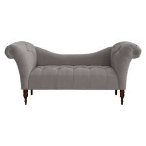 Button Tufted Chaise Settee Linen Gray - Threshold , Adult Unisex