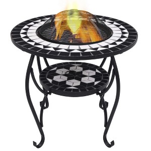 vidaXL Mosaic Fire Pit Table Black and White 26.8" Ceramic - 1 of 4