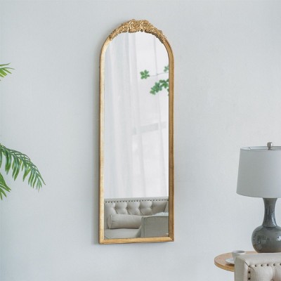 Antique Mirror With Carved Rose Arched Wood Frame,Art Deco Mirror,Make Up Mirror,Full Length Mirror For Bathroom Bedroom Living Room-The Pop Home