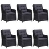 vidaXL 7 Piece Patio Dining Set Black - 55.1" Table Length 6 Chairs - 3 of 4