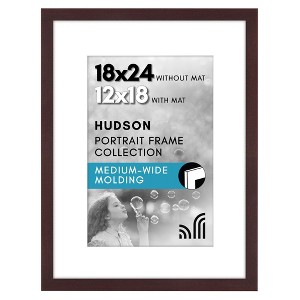 Americanflat 18x24 Poster Frame with Polished Plexiglass - Use as 12x18 Frame with Mat or 18x24 Frame Without Mat - Hudson Collection - Mahogany - 1 of 1