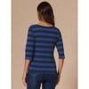 INSPIRE CHIC Women's Elbow Sleeves Boat Slim Fit Casual Stripe Animal Print Multi Floral Pattern T-Shirt - 4 of 4