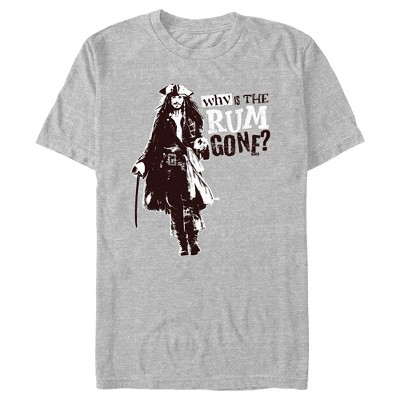 Men's Pirates of the Caribbean: Dead Man's Chest Jack Sparrow Why is the  Rum Gone T-Shirt - Athletic Heather - 2X Large