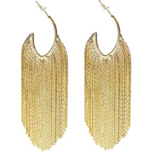 Boho Linear Tassel Drop Dangling Earrings for Women,Long Formal Country Bohemian Fringe Chain Chandelier Prom Statement Trendy Earrings for Party Prom - 1 of 4