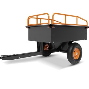 Coucheta Heavy Duty 15 Cubic Feet Steel Tow Behind Dump Cart 750Lbs Capacity Garden Trailer, Pull Behind Utility Dump Trailer for Lawn Mower, Yard - 1 of 4
