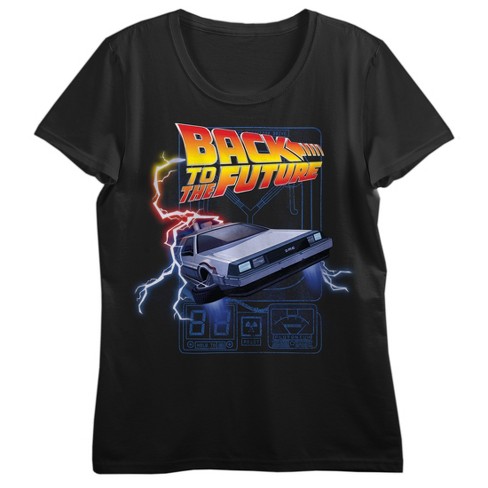 Back To The Future Franchise Retro Revival Art Women s Black Short Sleeve Tee Shirt XS