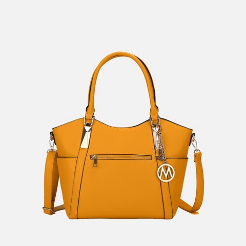 MKF Collection Tote Bag Solid Multi Pocket Zip Closure, Janise | MKF Collection by Mia K - Yellow
