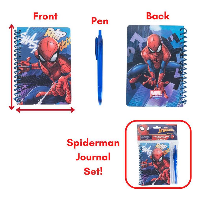 Marvel Avengers Spiderman Mini Backpack Set for Kids with Journal Notebook and Pen - 11.5 Inch, 2 of 10