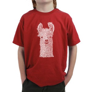 LA Pop Art Boy's Word Art T-shirt - Llama - 1 of 4