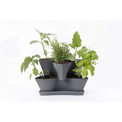 Bloem Collins Modular 2-Tier Multi-Level Vertical Herb Planter, Charcoal