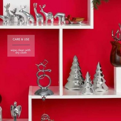 Silver Metal Christmas Tree Figurine Set of 3