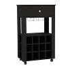 Homy Casa 39" Bar and Coffee Cart with Bottle Racks and Drawer for Kitchen or Living Room, Black - 2 of 4