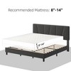 King Size Bed Frame with Adjustable Headboard,  Upholstered King Platform Bedframe with Strong Wooden Slats, Mattress Foundation - 3 of 4