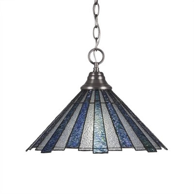 Toltec Lighting Any 1 - Light Pendant in  Brushed Nickel with 16" Sea Ice Art Glass Shade