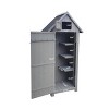65''H Patio Wooden Garden Apex Roof Tool Storage Shed,Outdoor Storage Shed with Floor and Three Partitions,Patio Lawn Storage Cabinet-Coolbibila - 4 of 4