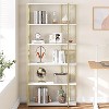 Homhougo Bookshelf, Open Modern Bookcase Shelf Storage Organizer, 5-Tier Bookcase with Metal Frame (White, Gold) - 3 of 4