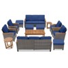 Buenhomino 13-Piece Outdoor Patio Set – 4 Single Chairs, 2 Sofas, 2 Side Tables, 4 Ottomans & Coffee Table, Wicker with Cushions, Beige - 3 of 4