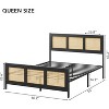 Rattan Bed Frame with Headboard – Rustic Synthetic Rattan, Sturdy Metal Support, Eco-Friendly, Noise-Free, No Box Spring, Easy Assembly - 3 of 4