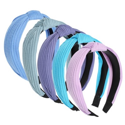 Unique Bargains Girl's Knotted Headband Blue Purple 1.18" Wide 5 Pcs