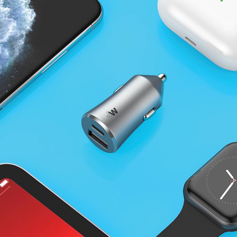 Just Wireless 3.4A Dual Port USB-A and USB-C Car Charger - Gray, 3 of 8