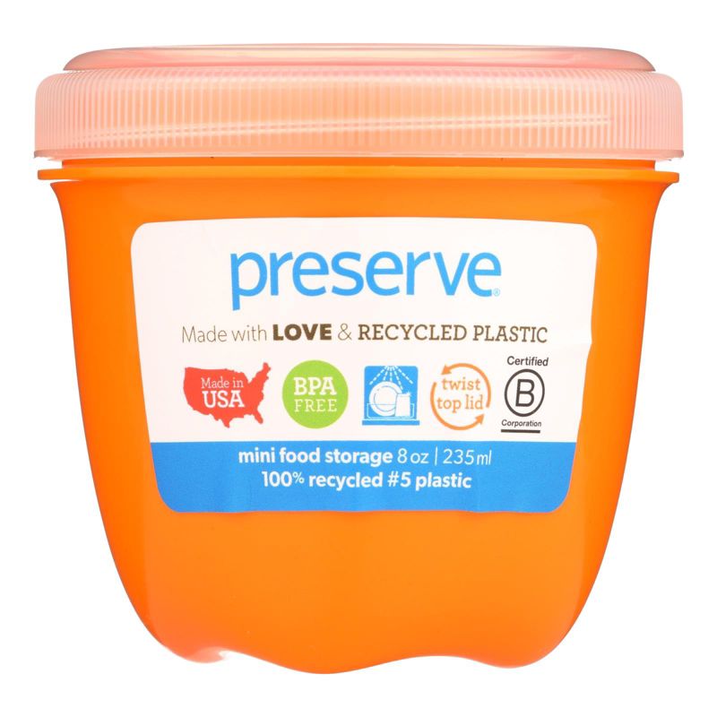 Preserve Food Storage Container - Round - Mini - Orange - 8 oz - 1 Count - Case of 12, 1 of 2