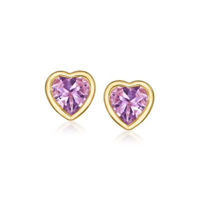 Ross-Simons 1.50 ct. t.w. Heart-Shaped Amethyst Earrings in 18kt Gold Over Sterling