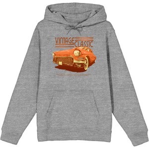 Car Fanatic Orange Vintage Car Long Sleeve Adult Hooded Sweatshirt - 1 of 3