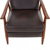 Faux Leather Wood Arm Recliner with Cushioned Headrest, Drop-In Coil Seating, and 3-Position Recline - 4 of 4