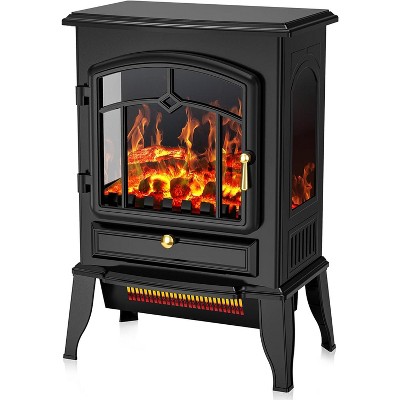 ZAFRO Electric Fireplace Stove Heater,5100 BTU,Adjustable Flame & 1000W/1500W Thermostat,for Indoor Living Room, Bedroom