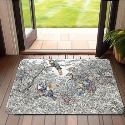 Chery Life Mat Tropical Birds Floral Pattern Mat, Door Mat, Non Slip Water Absorbing Floor Mat Suitable For Home Use