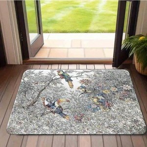 Chery Life Mat Tropical Birds Floral Pattern Mat, Door Mat, Non Slip Water Absorbing Floor Mat Suitable For Home Use - 1 of 4