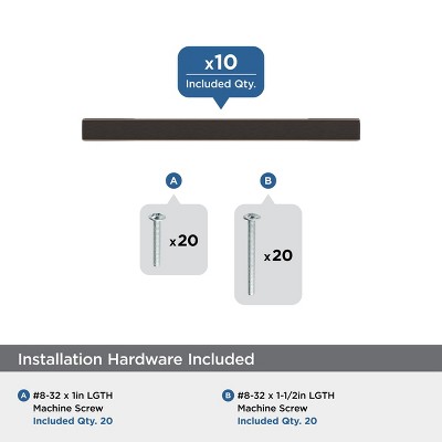 Oil Rubbed Bronze Modern Cabinet Pulls with Mounting Hardware, 10 Pack