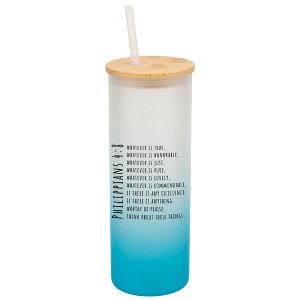 Elanze Designs Whatever Is True Honorable Philippians 4:8 Wrap-Around Design 25 Ounce Frosted Gradient Glass On-The-Go Coffee Travel Skinny Tumbler - 1 of 1