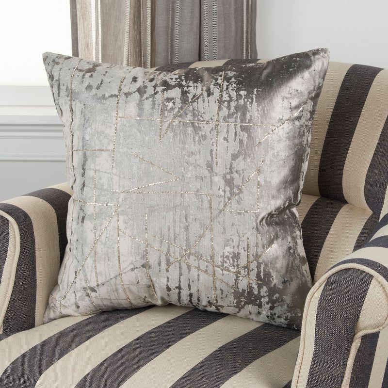 20&#34;x20&#34; Oversize Abstract Square Throw Pillow Silver/Gray - Rizzy Home, 5 of 6