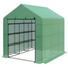 Outsunny Walk-in Greenhouse, 2-Tier Shelf Hot House, Roll Up Zipper Door, UV protective for Flowers, Herbs, Vegetables - 4 of 4