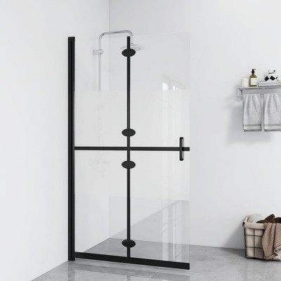 VidaXL Foldable Walk-in Shower Wall Half Frosted ESG Glass 39.4 in.x74.8 in.
