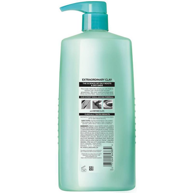 L&#39;Oreal Paris Elvive Extraordinary Clay Rebalancing Shampoo for Dry Hair - 28 fl oz, 3 of 7