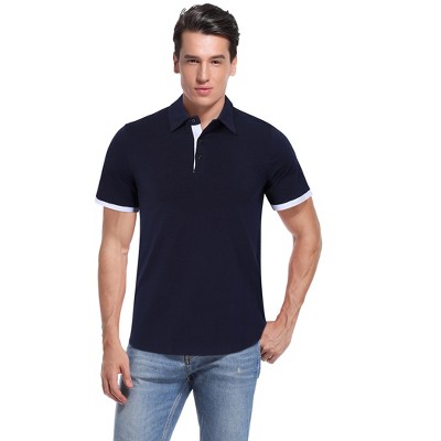 Mens Collared Shirts Short Sleeve Dry Fit Golf Polo Shirt Performance Fashion Plain Henley T-shirts