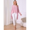Seta T Women's Lantern Long Sleeve Round Neck High Low Irregular Hem Casual Blouse - 4 of 4