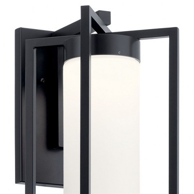 Drega Black LED Wall Light with Satin Etched Glass