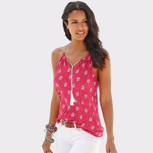 Women's Printed Sleeveless Tassel Top - LASCANA - 1 of 4