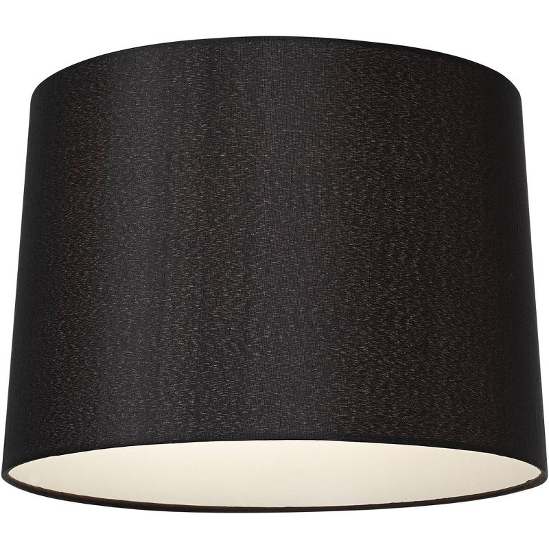 Brentwood Black Medium Hardback Drum Lamp Shade 13" Top x 14" Bottom x 10.25" Slant x 10" High (Spider) Replacement with Harp and Finial, 4 of 8