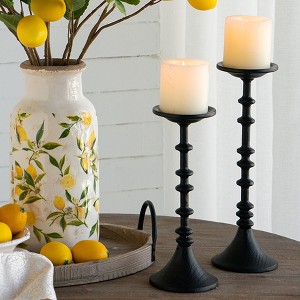 D4" x 13.5" Decorative Iron Candle Holder, Intricate Spindle Design, Classic Farmhouse Accent-- Frevyn - 1 of 4