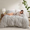 Okak Queen/King 3-Piece Linen Bed Duvet Cover Set with Vertical Stripes Pattern,Comfortable Coverlet Bedding Sets,Machine Washable - 2 of 4