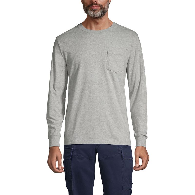 Lands' End Men's Super-T Long Sleeve T-Shirt with Pocket, 1 of 4