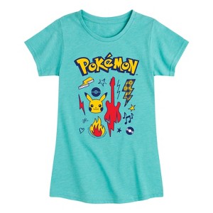 Girls' - Pokémon - Pokémon Punk Icons Fitted Short Sleeve Graphic T-Shirt - 1 of 4